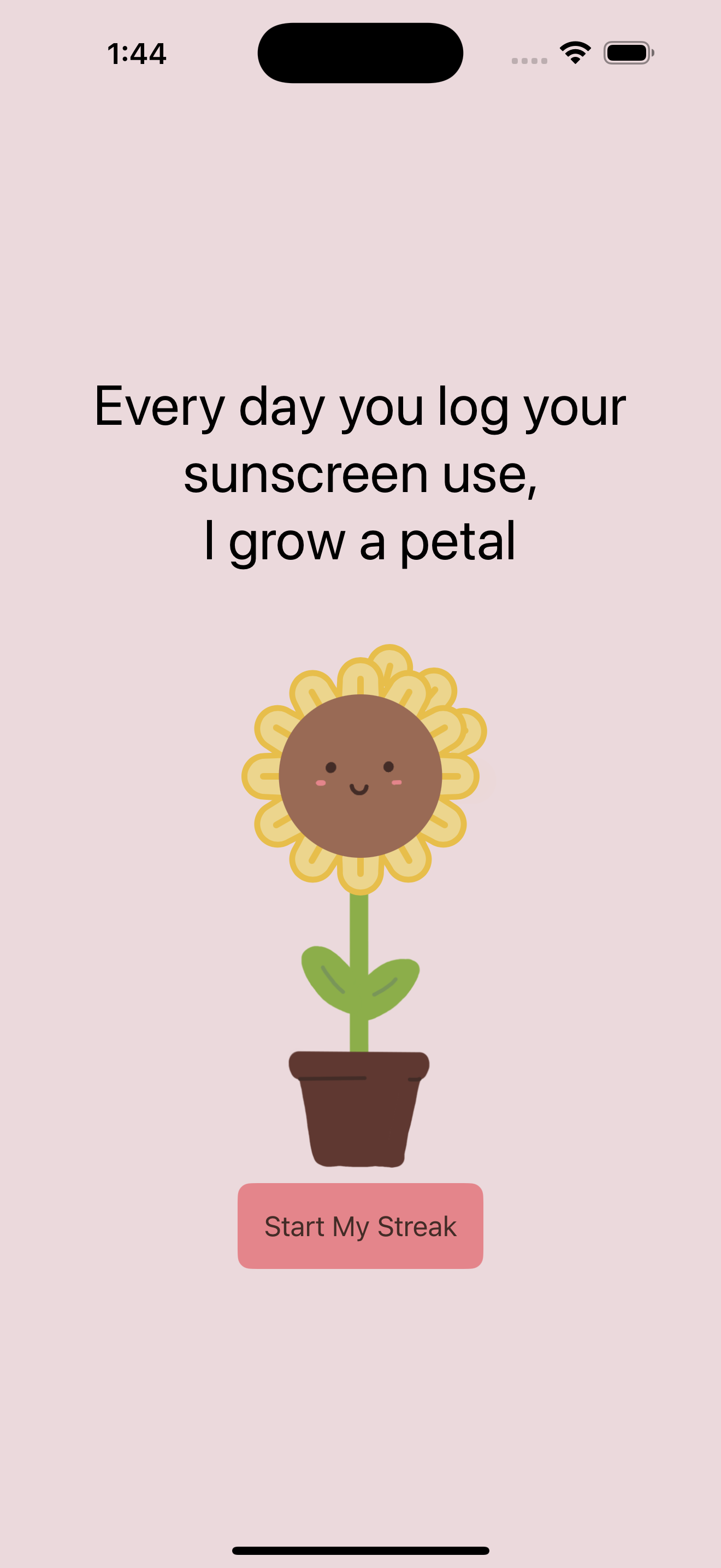 Log your usage every day to make Rue grow!